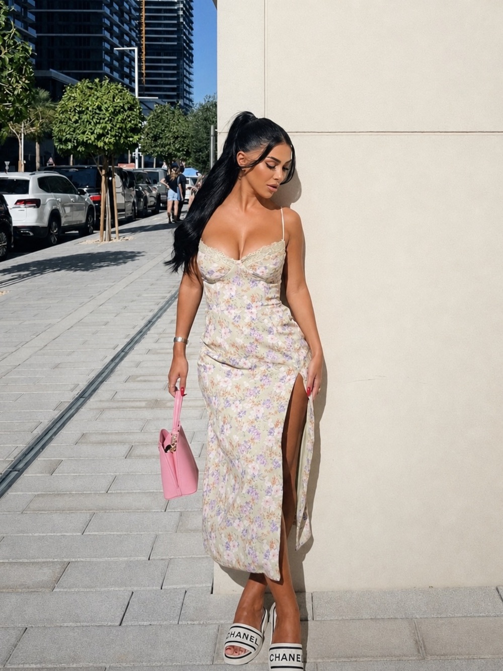 House of CB Charlotte Peony Print Midi Dress